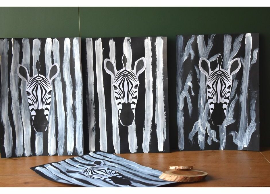 Zebra- praca plastyczna i szablon