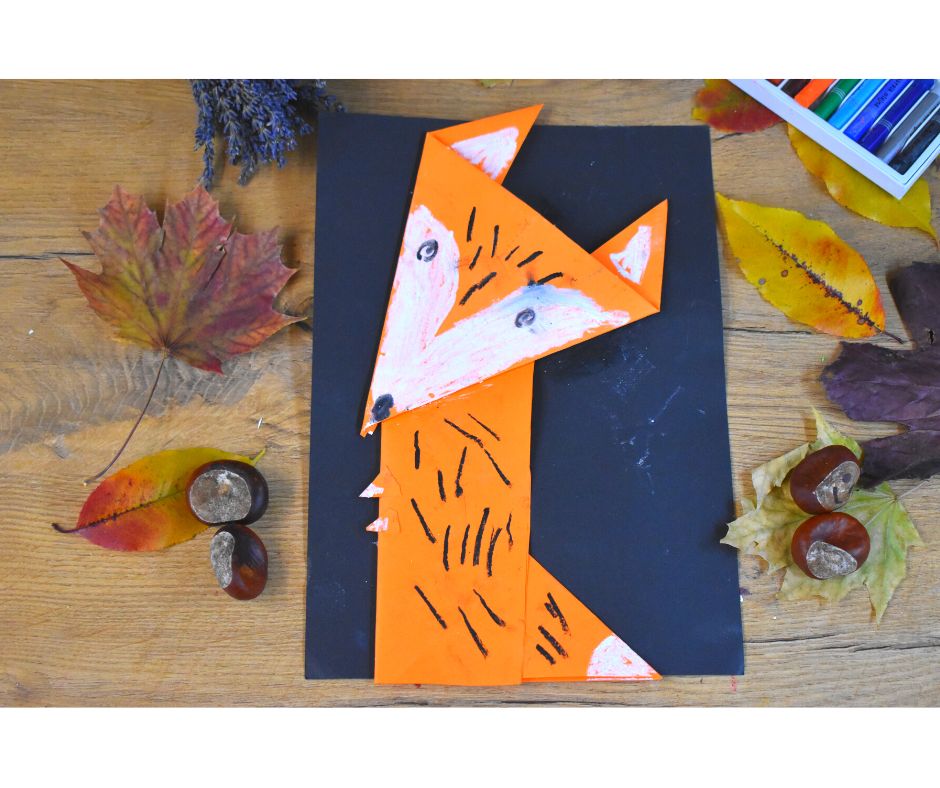 lis origami dla dzieci, jesień zwierzęta praca plastyczna